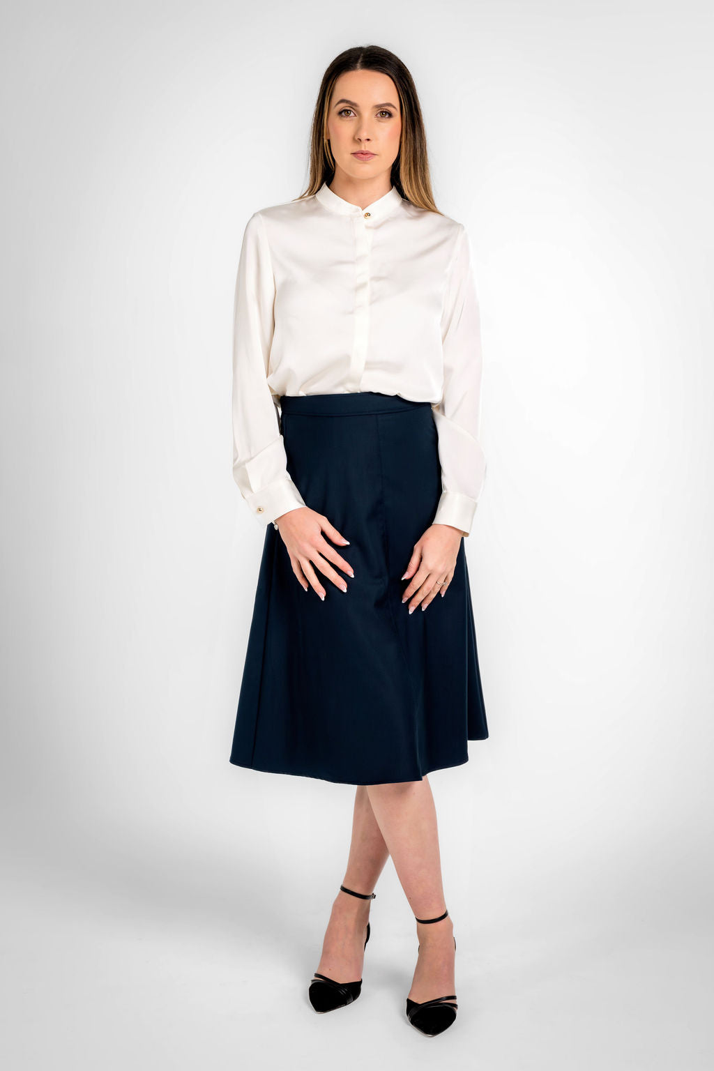 Charlotte Navy Blue Flare Skirt