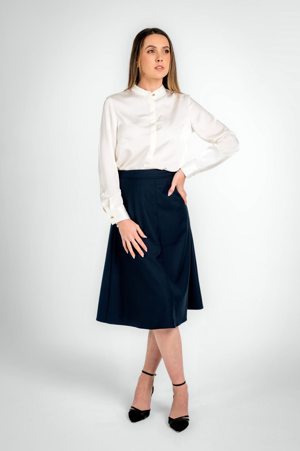 Charlotte Navy Blue Flare Skirt